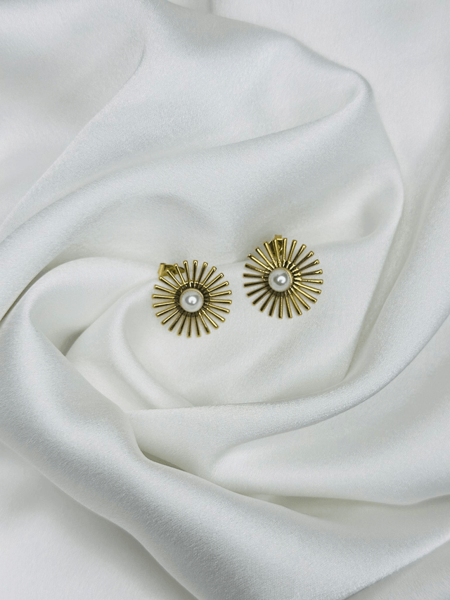 12-Boucles d 'oreilles soleil perle 