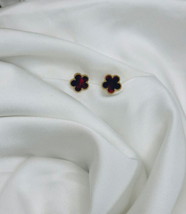 2-Boucles d'oreilles fleur rouge