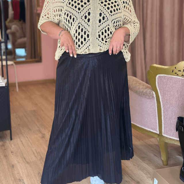 247-Jupe plissée noir Taille unique du 42 au 52