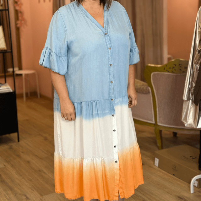 6825-Robe effet jean fluo Taille unique 42 au 48