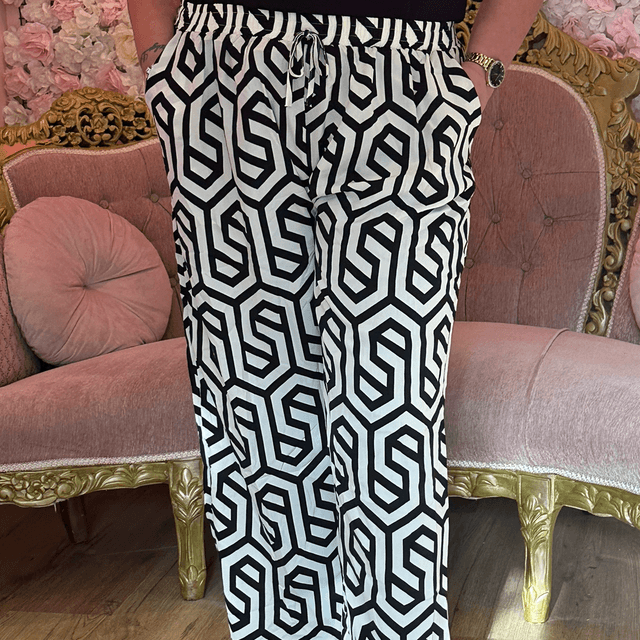 1621-Pantalon fluide graphique