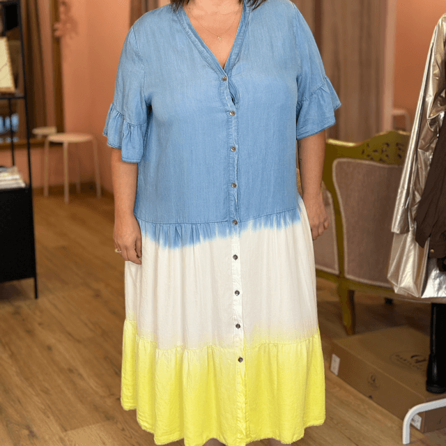 6825-Robe effet jean fluo Taille unique 42 au 48