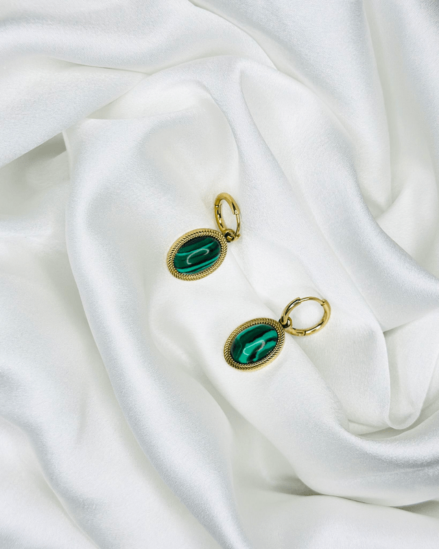 30-Boucles d 'oreilles anneaux pierre ovale 
