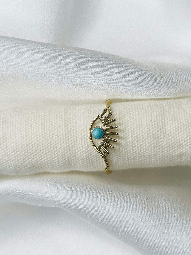 65-Bague réglable oeil avec effet chaine rigide 