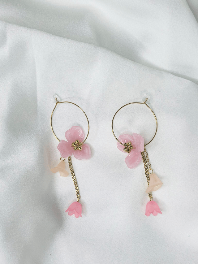 26-Boucles d'oreilles anneaux pendantes fleur 