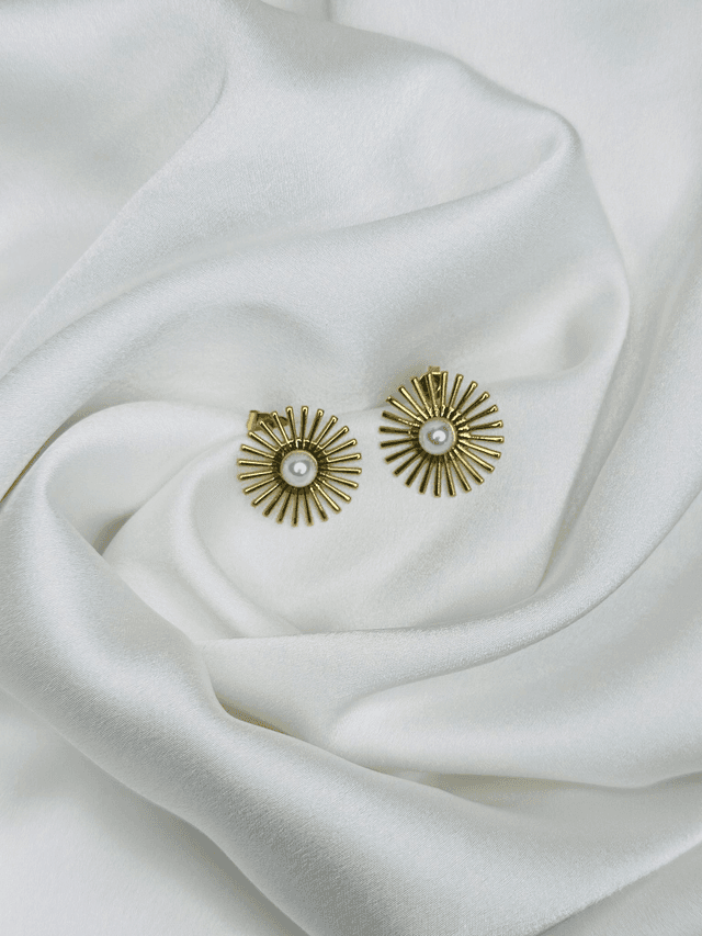 12-Boucles d &#039;oreilles soleil perle 