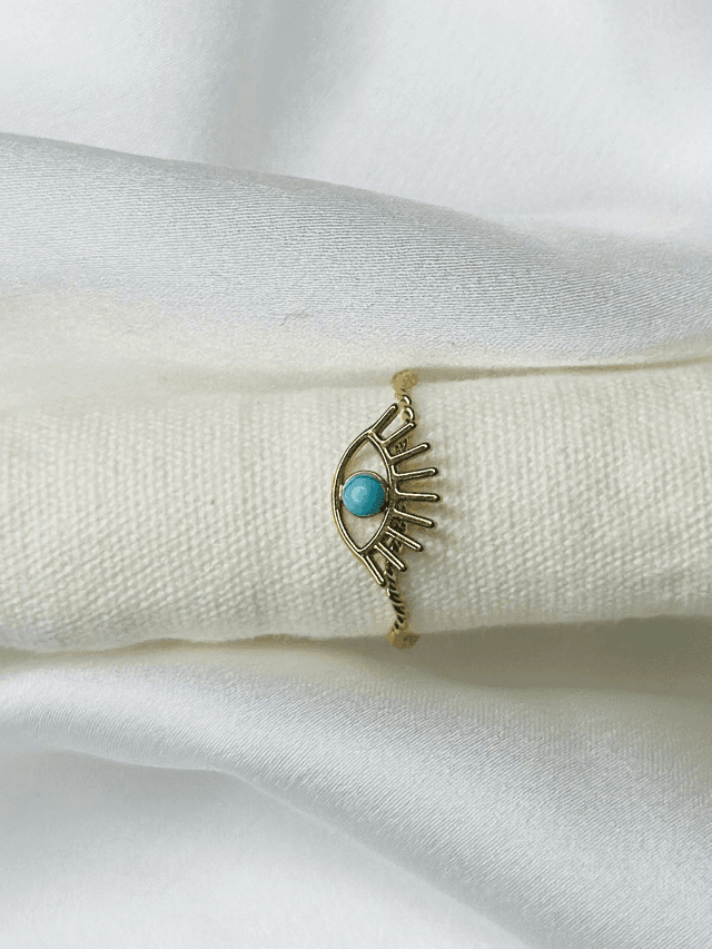 65-Bague réglable oeil avec effet chaine rigide 