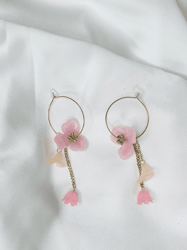 26-Boucles d&#039;oreilles anneaux pendantes fleur 
